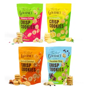 Too Good Gourmet Bite-Sized Mini Crisp Cookies – 4-Pack Variety (Lemon, Chocolate Chip, Birthday Cake, Salted Caramel) Perfectly Baked Snack Pack, Sweet Dessert Treats