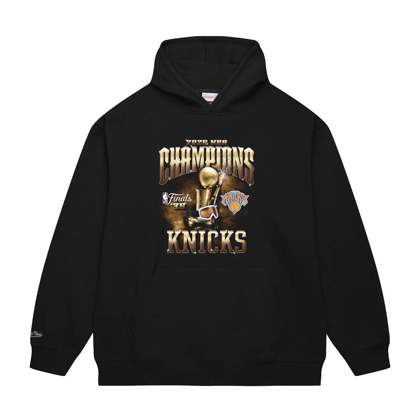 New York Knicks Black 2026 NBA Finals Champions Hoodie - Vintage NBA Hoodie, Retro Streetwear, Mitchell & Ness