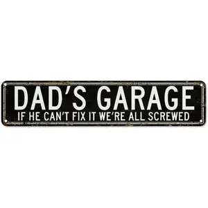 Dad's Garage Metal Tin Sign (4''x16''), Novelty Street Sign, Home Decor, Room Decor, Wall Decor, Restaurant Decor, Bar Decor, Cafe Decor, Garage Decor, Farmhouse Decor