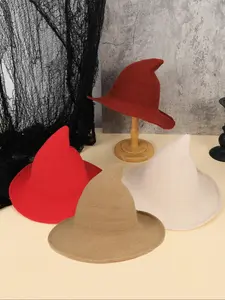 Halloween fashion, simple solid-color knitted witch hat. The simple pointed top style pairs well with the wizard hat, making it a versatile choice for going out, Party Supplies