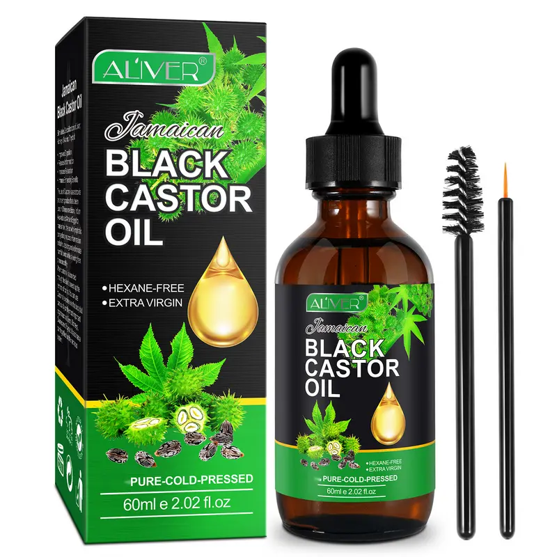 Aliver Certified Organic Jamaican Black Castor Massage Oil - 60ml/120ml Cold Pressed, Hydrating Aromatherapy Oil, Chakra Mix Compatible, Hair/Skin Moisturizer, Anti-Aging Body Care for Adults, External Use Beauty & Wellness Routine (sohochic)