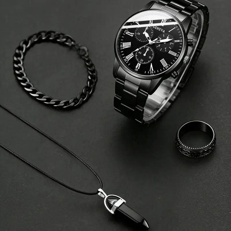 Men's Analog Quartz Movement Wristwatch with Alloy Strap and Round Dial, Modern Sport-Style Watch for Business and Casual Wear, Modern Watches