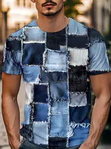 Men's Casual Streetwear Menswear Fitted 3D Print Short Sleeve T-Shirt, Graffiti Aesthetic Design, Round Neck, Polyester, Summer Outdoor Wear, Top