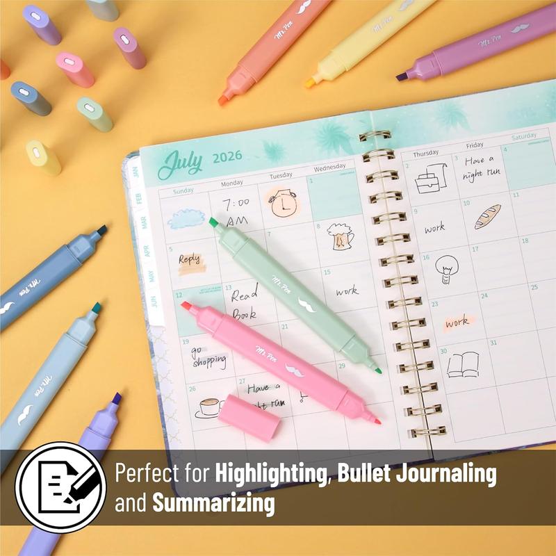 Mr. Pen- Aesthetic Dual Tip Bible Highlighters, No Bleed Through Assorted Color, 8pcs, Cute Highlighter Dual Tip for Journaling Supplies and School Accessories