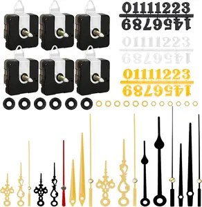 6pcs High Torque Quartz Movement Mechanism Replacement Clock Numerals Kit with 6 Different Pairs of Hands Clock for DIY Wall Clock Handicrafts Repair Clock Parts 21.5mm