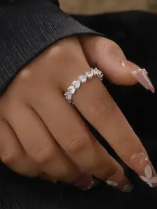 Elegant Heart Design Zirconia Decorated Ring, Exquisite Trendy Engagement Ring, Fashionable Jewelry for Women As Gift