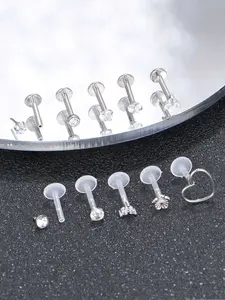16G Clear Lip Rings Studs Plastic Medusa Labret Piercing Jewelry Push in Cartilage Earring Tragus Earrings Threadless Helix Piercing Jewelry Helix Earrings 8mm 10mm