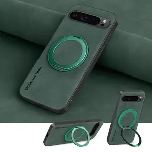 360° Spin Magnetic Stand for Google Pixel 10/10pro/10proXL Pixel 9/9pro/9xl/9A Pixel 8A/8pro/8 Pixel 7/7PRO/7ACase, Luxury faux leather Case for Pixel 9 Phone Case, Fit for MagSafe, with Kickstand Rotatable, Fit for car holder