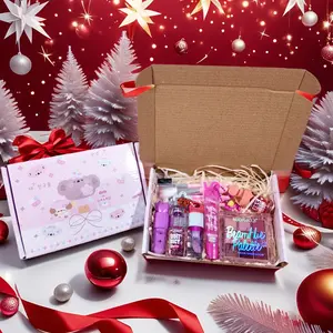 Cute Koala Party Makeup Gift Box, Valentine's Day Cosmetics Set, 7pcs Soft Tube Dual Color Lip Jelly, Moisturizing Heart Lip Balm