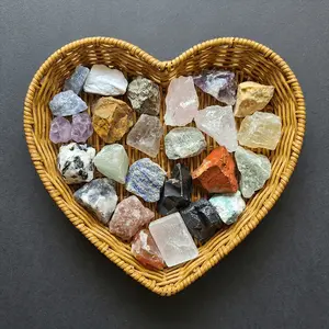 Natural Crystal Raw Stone Box - 24 Random Unique Mineral Specimens Collection for Geology Enthusiasts