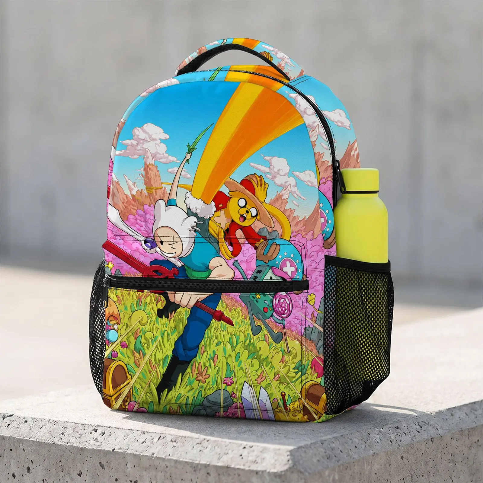 Adventure-Time Large Capacity Cute Cartoon Animal Travel Bag | Heavy Duty School Backpack with Chest Buckle | Kawaii Printed Bookbag for Boys & Girls