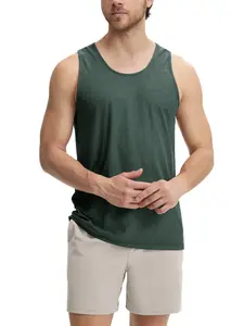 ODODOS Men's Performance Tank - odSTRATUM Tech Muscle Tee, Ultra Soft Moisture Wicking UPF 50+ Fitness Sleeveless Shirts
