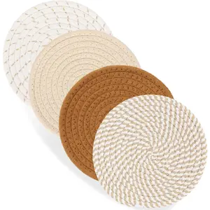 7" Trivets for Hot Dishes, Hot pots and Pans, 4 Heat Resistant Hot Pads, Pot Holders for Kitchen,  Essentials for   and Farmhouse Decor, Fall Decorations for (Brown)