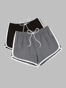 Women's Solid Color Ribbed Shorts, Casual Comfy Breathable Shorts for Daily Wear, Ladies Bottoms for Summer, Breathable Fitted Shorts