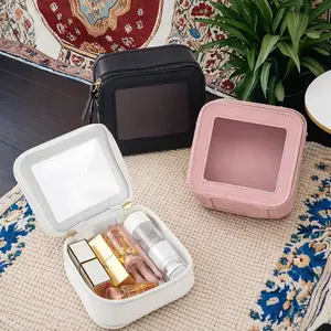 Clear Makeup Bag, Multi-Functional Travel & Home Storage Bag, Cosmetic Organizer Pouch, Versatile Storage Bag for Travel & Daily Use Beige Compact