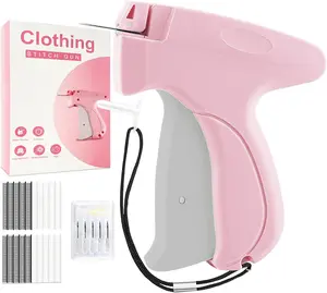 202S Stitch Gun for Clothes Quick Clothing Fixer & Tagging Gun with 6 Needles & 500 Black+500 White Fasteners, Handheld Sewing Tool for Instant Repairs, Quilting, Retail Price Tags No Thread Needed Pink
