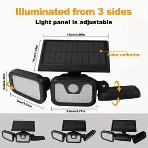 (2 Packs) Solar Outdoor Lights 2500LM 210LED SecurityLights,3 Heads Dimmable SpotLights with 3Modes,IP65 Waterproof 270° Wide-Angle Lighting for Patios Garages and Gardens & Gifts For Men