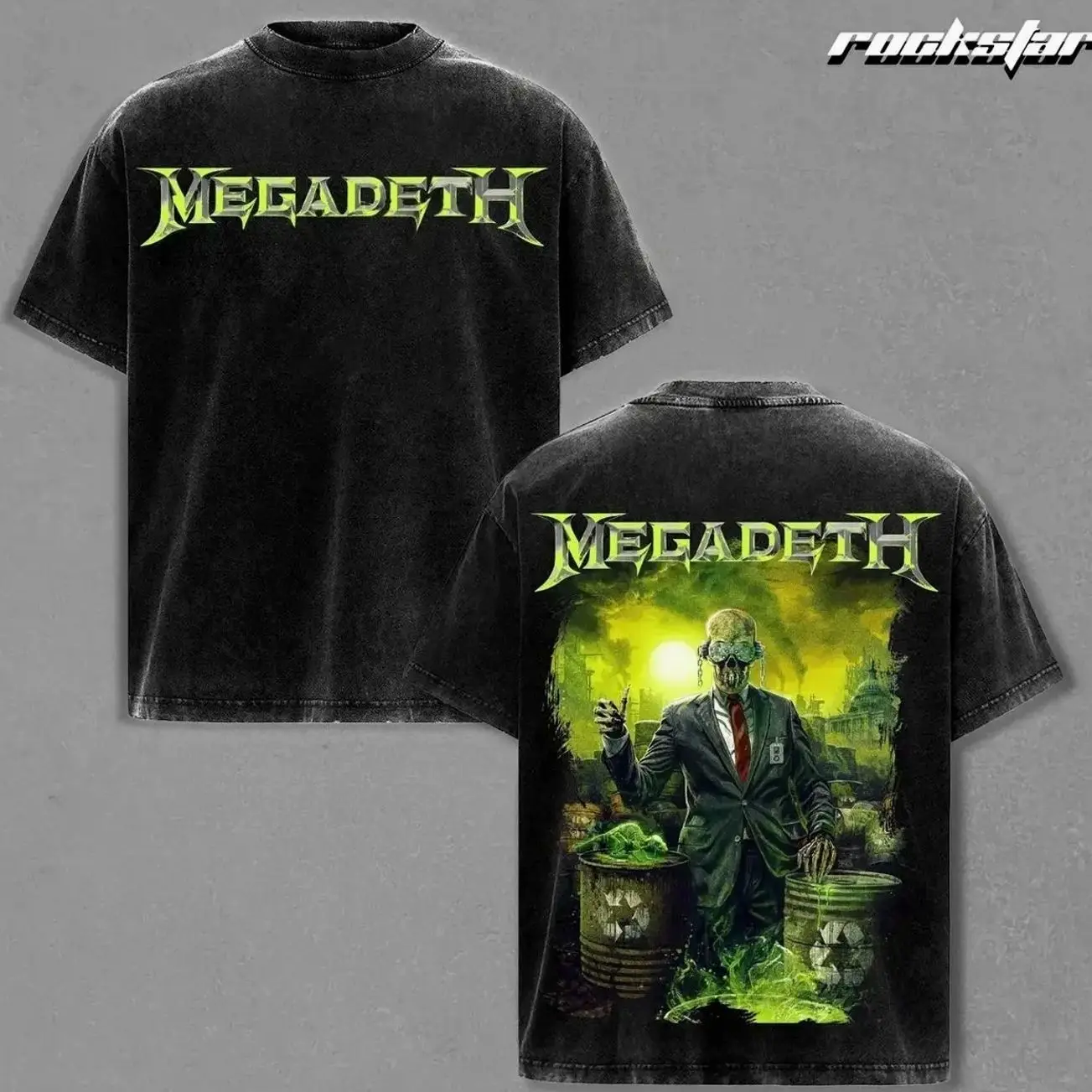 Megadeth Merch T-Shirt Washed & Hoodie Rust In Peace Band Tee Heavy Cotton Unisex Oversize Thrash Metal Heavy Metal Rock Band Vintage Graphic Streetwear Cotton Tee Washed T-Shirt for Men and Women Fans ET6