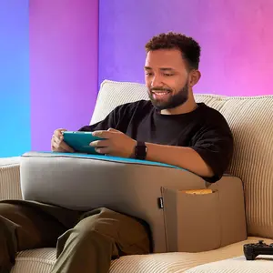 Reading Pillow with Armrests – Extra Large Memory Foam Gaming Pillow for Adults, Lap Desk for Laptop, Ideal for Working, Crocheting, Playing Games, Fits Bed, Floor, Sofa (Grey)