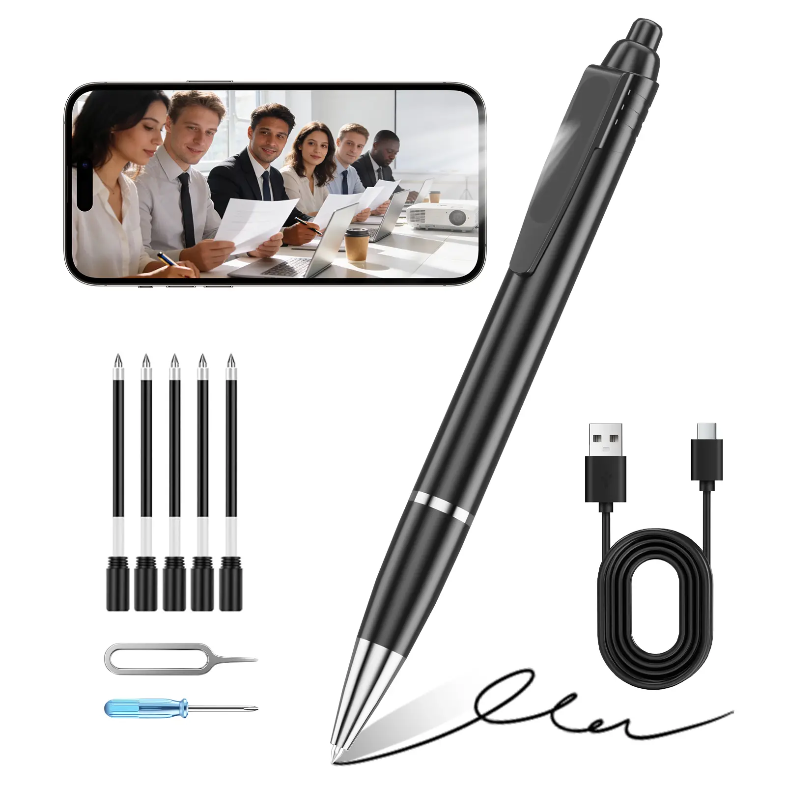Mini HD Camera Pen – 1080P Portable Nanny Cam, Invisible Wearable Recorder for Home & Office Security