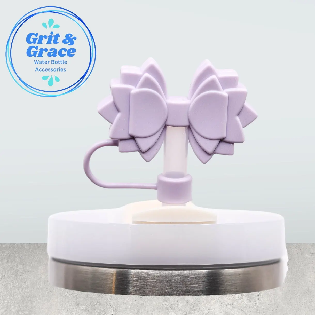 Aster Purple Straw Topper | Cute Silicone Tumbler Straw Topper for 10mm Straws - Gracie Bow Straw Topper