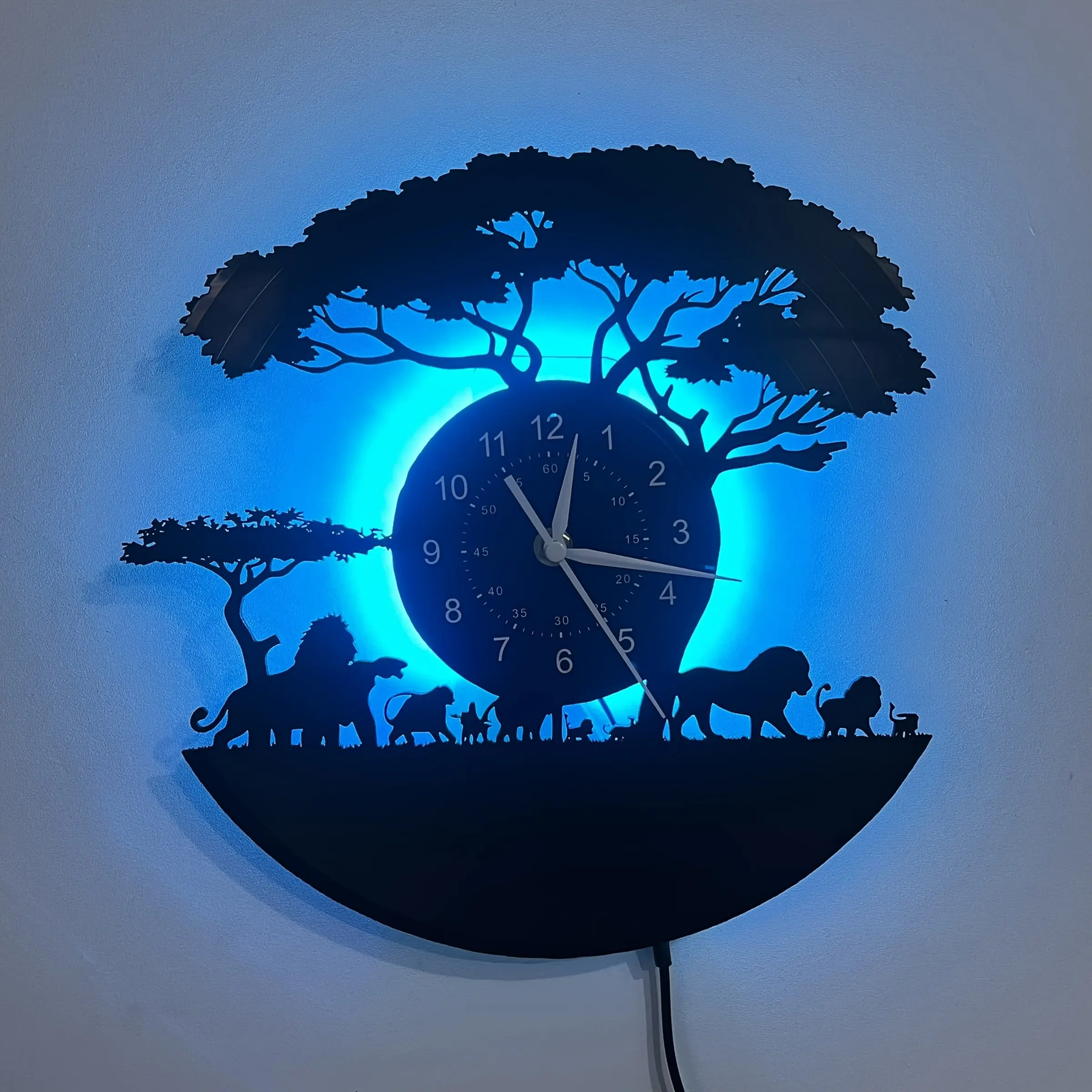 Colorful vinyl art Led wall clock, Decorative Clock, Decoration items, featuring African lion theme, suitable for home, office, hotel decoration, Ramadan prayer bell, Valentine's Day, Christmas, birthday gift, Easter decoration