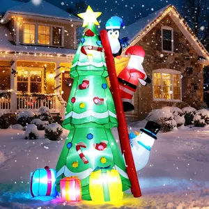 AKEYDIY 8Ft Christmas Inflatable Christmas Tree Decoration with Build in LED, Blow up Inflatable Tree with Multicolor Gift Boxes and Star for Christmas Party Indoor, Outdoor, Yard, Garden,Xmas Gifts
