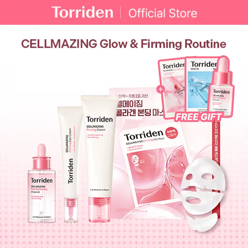 [Torriden Official] CELLMAZING Complete 4-Step Full Routine Set (Ampoule + Cream + Eye Cream + Face & Neck Mask) | Total Pore & Lift Care