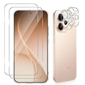 Oppo Reno 15 Pro 5g HD Transparent Tempered Glass Film + Lens Protector, 2 Pcs Screen Protection + 2 Pcs Lens Protection, Durable and Clear Design