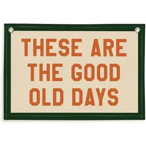 These Are The Good Old Days Canvas Banner Trendy Retro Nostalgic Inspirational Banner for Boys Girl Room Decor 30x20 Inch