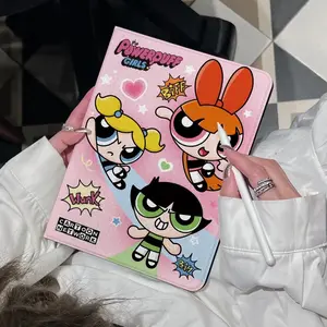 Cartoon Policewoman For iPadPro11-inch Tablet Protective Case Book Air6 Pink Silk Pattern MINI7 Anti-fall Protective Cover