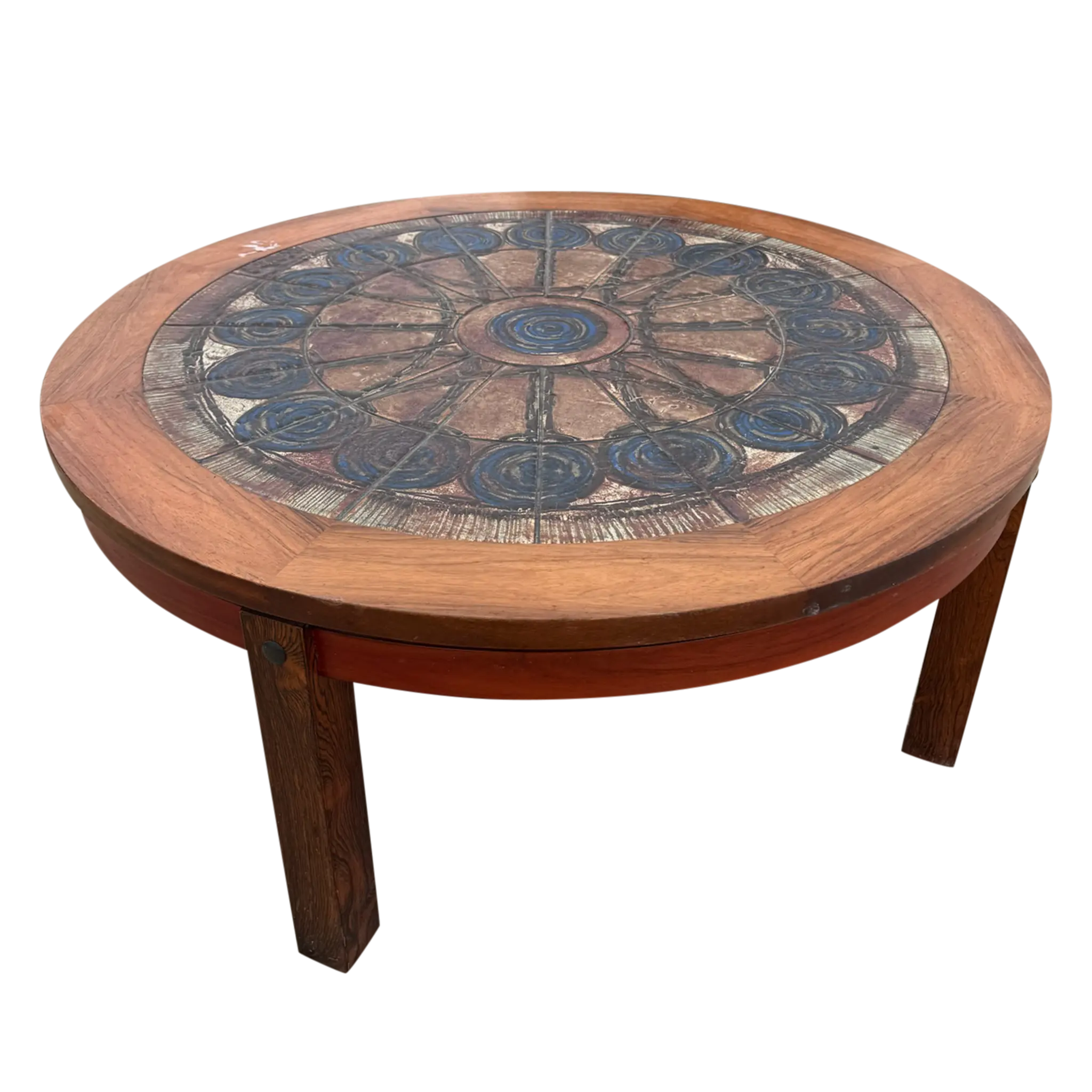 Scandinavian Round Teak Tile Top Coffee Table