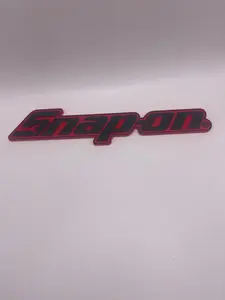 Snap-On Tool Box Logo Emblem Red Black 8 Inch Durable Plastic Badge Decal for Tools Professional Tool Box Accessory
