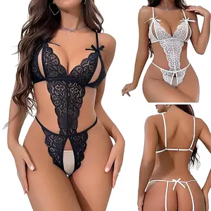 Mini Women's Lingerie V-neck Lace Halter One-piece Pajamas,Exotic Style Nightgown Suit