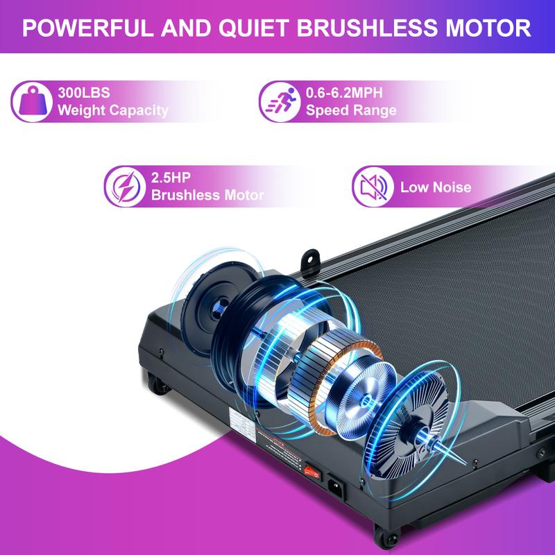 OVER SELF Walking pad Treadmill, 6.2MPH Portable Folding Treadmill with Handle Remote Control, Under Desk Treadmill Easy Storage Home Gym Fitness Equipment Workout Gear