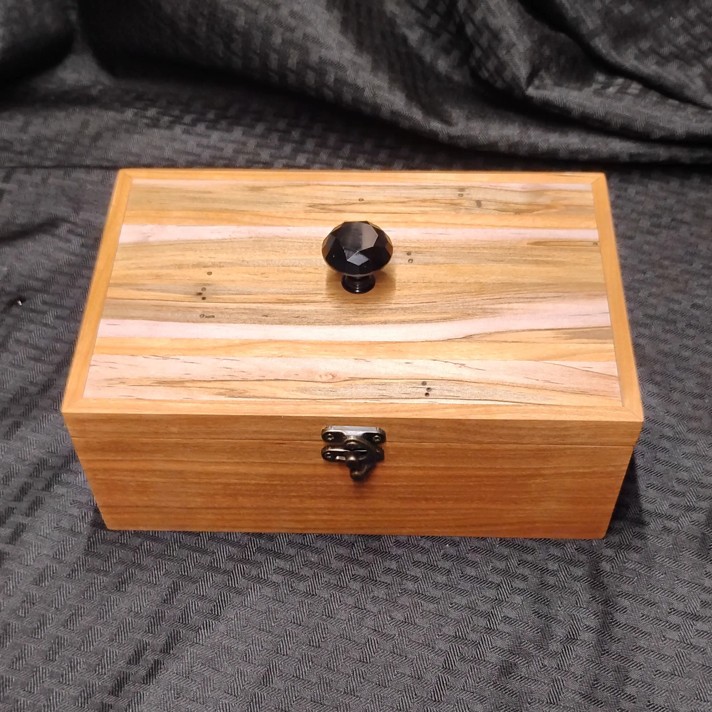 Handcrafted Ambrosia Maple & Cherry Wood Keepsake Box – Jewelry Storage, Gift Box, Handmade Wooden Home Décor