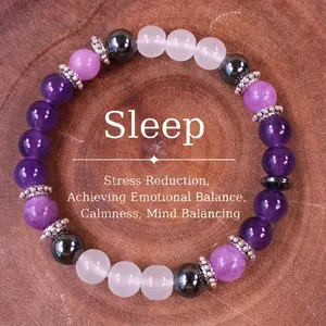 Natural Pink Amethyst Pine Obsidian Bracelet Jewelry Handcrafted Natural Stong Amethyst Bead Chain Crystal Bracelet for Women and Men