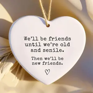 1pc Best Friend Ceramic Ornament Gift, Perfect Ceramic Ornament Gift For Best Friend, Birthday Gift, Humorous Funny Gift, Christmas Ornament, Ceramic Friendship Ornament Gift, Friendship Token