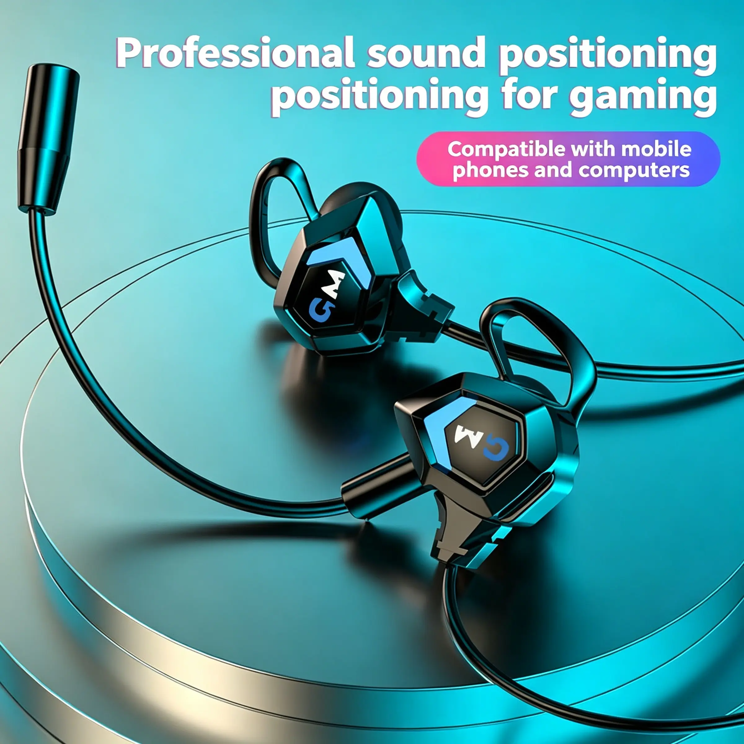 Gaming Earbuds, Wired Earbuds with Mic, 3D Surround Heavy Bass, Deep Bass Earbuds, 3.5mm L-Type Plug, Universal for Android, Laptop, PC, Fits ASUS ROG9/8/7/6, RedMagic11/10 Pro, Samsung, Sony, Supports PUBG Mobile, Free Fire, COD Mobile, FPS Games