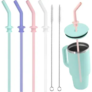 Press in Straw compatible with HydroFlask Tumbler -  Straw Tips & Replacement Straws for  20-40oz (4 pcs, Multi-color)