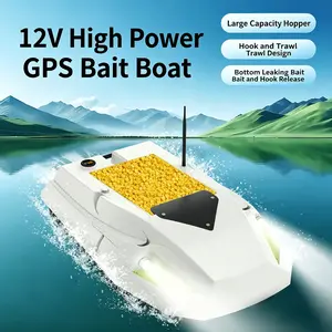 12V High Power GPS Fishing Bait Boat, 4.41LB Large Capacity Bait Hopper, GPS+Beidou Dual Positioning, One-Key Return, 2.4G Waterproof Remote Control For Trolling & Net Laying, Without Battery