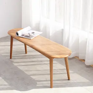 Skinny Bench,100% Natural Solid Oak Narrow Bench for Bed Ends, Entryway,Dining Room,Mid-Century Style Solid Wood Furniture (Oak, 11.8" D x 39.4" W x 16.1" H)