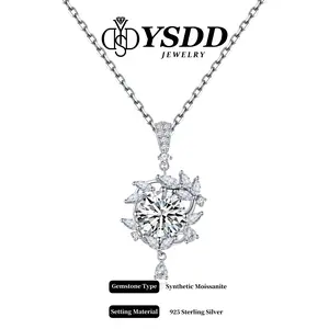 【#376】2CT Exquisite Leaf Synthetic Moissanite Necklace in 925 Sterling Silver