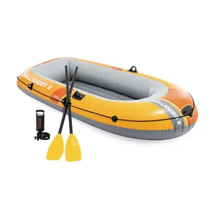 INTEX 66312EP Challenger 2 Inflatable Boat Set with 48" Oars, Pump, & Oar Locks
