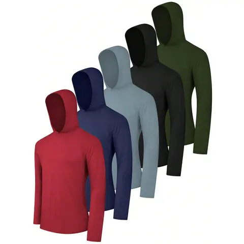 Hi Vis Long Sleeve Safety Shirt With Hoodie, Quick Dry Polyester Birdeye mesh / Ultra lightweight hoodie shirt Reflective Thin Pullover Longsleeves