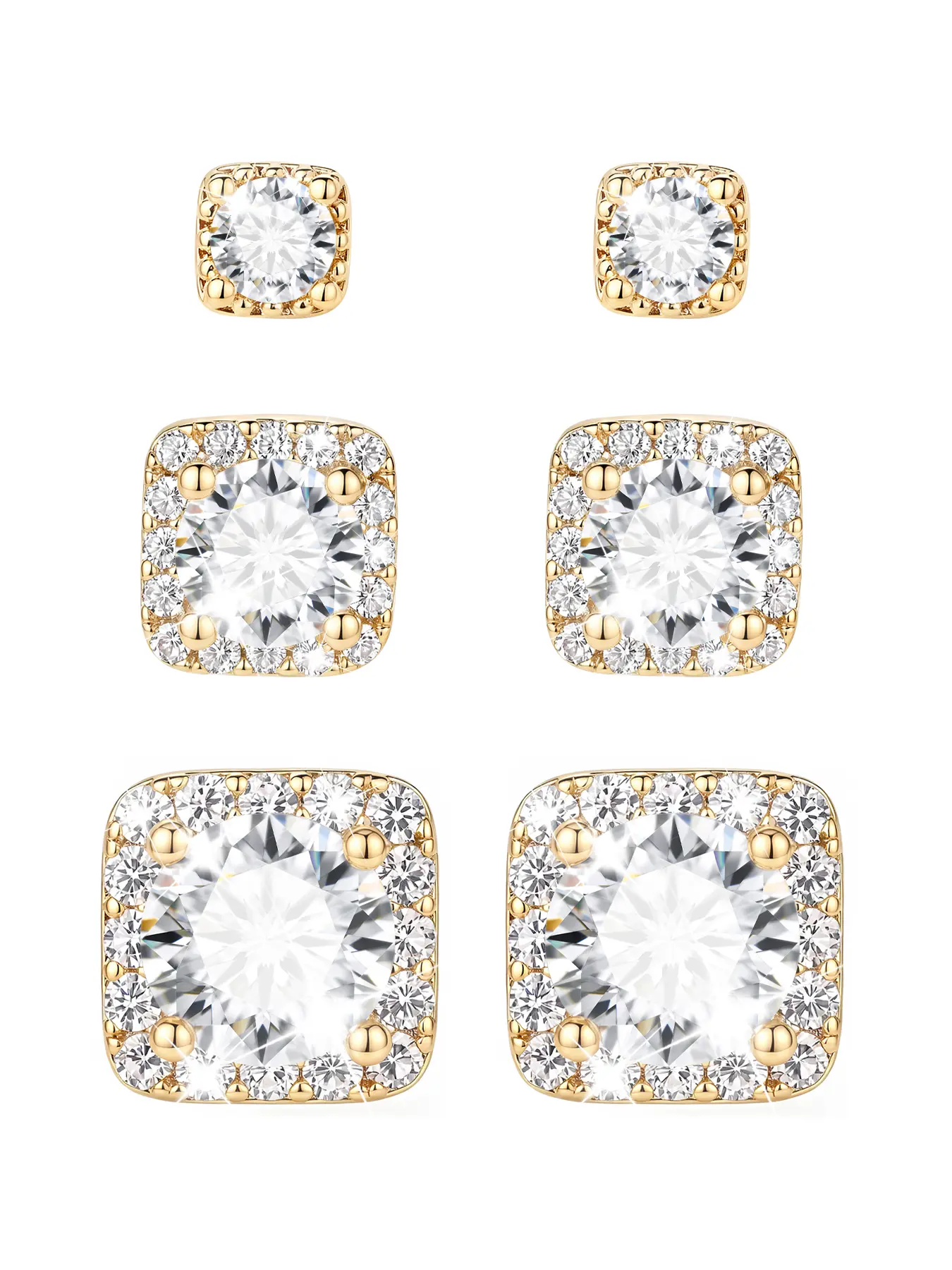 3-pair stud earring set, Fashionable and elegant stud earrings, Light luxury niche design,mothersday gifts, earrings for women, accessories for women,Casual Trendy Jewelry Set,birthday gifts for gf,14k gold-plated