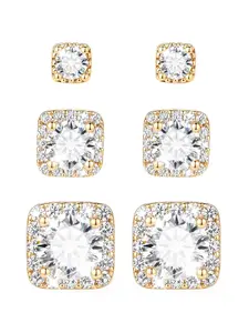 3-pair stud earring set, Fashionable and elegant stud earrings, Light luxury niche design,mothersday gifts, earrings for women, accessories for women,Casual Trendy Jewelry Set,birthday gifts for gf,14k gold-plated