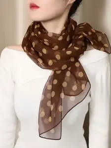 Women's Fashion French Polka Dot Boho Style Scarf Summer Sun Protection Chiffon Casual Soft Shawl, Stylish and Lightweight Accessory for Women