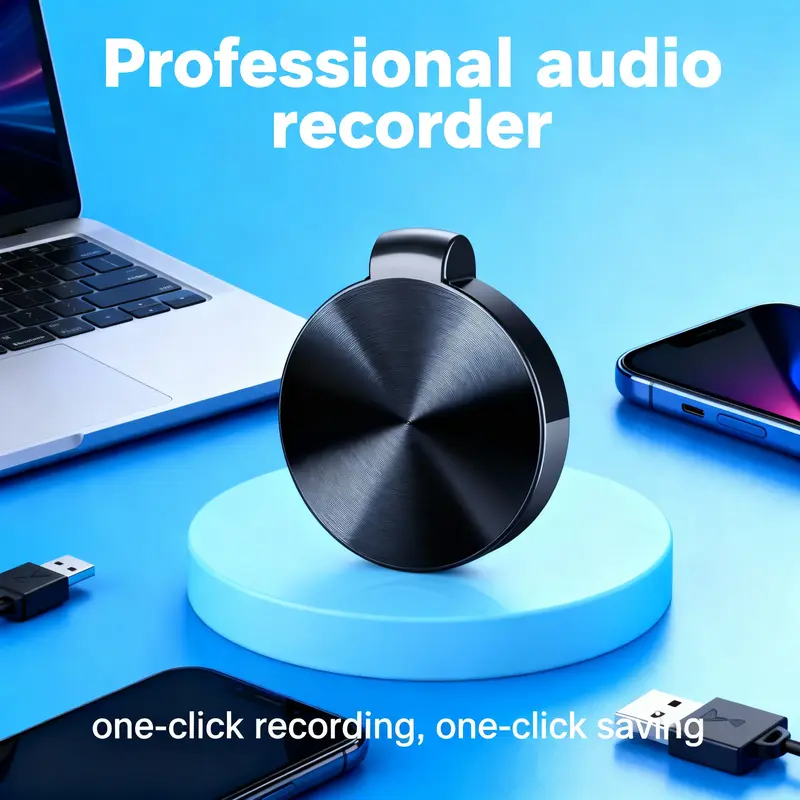 Portable Intelligent High-Definition Voice Recorder - High-Definition Audio Equipment with 1-Click Recording, 1-Click Saving, USB Compatibility