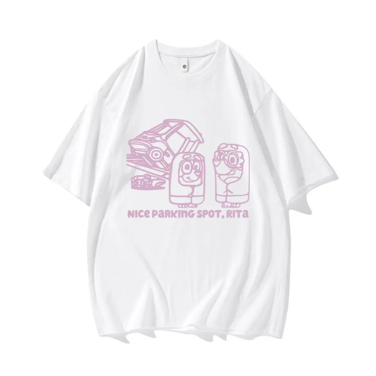 Nice parking spot,Rita,sketch,Line cartoon printing, personalized original design,cotton T-shirt short-sleeved summer, breathable fabric round neck  Top Tshirt Crewneck Casual Tropical Shortsleeve shirt for you